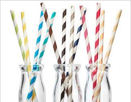 FDA Eco-vriendelijke kleurrijke drinkpapier rietjes chevron streep dot dranken papier rietjes partij gunst 25pcs / lot