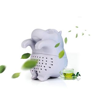 FDA Silicone Mignon Hippo En Forme De Thé Infuseur Slicone Réutilisable Portable Filtre À Café Filtre à Thé Vide Sachets De Thé Feuille Diffuseur 20 PCS DHL Libre