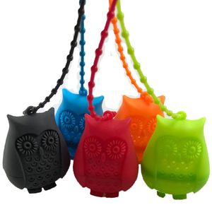 FDA Silicone Mignon Hibou En Forme De Thé Infuseur Slicone Réutilisable Portable Filtre à Café Filtre à Thé Vide Sachets De Thé Feuille Diffuseur 50 PCS DHL Gratuit