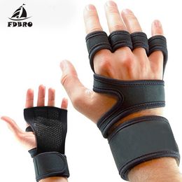 FDBRO Heren en Dames Cross Training Handschoenen met Polsbandjes voor Fitness Gewichtheffen Gym Workouts Siliconen Borstpads Sport Q0108