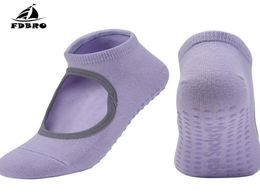 Fdbro dames yoga sokken ademende antifriction siliconen niet -slip pilates ademende sportdans sokken slippers met grips1556758
