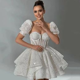 Fdhaolu courte robe de soirée chérie aliline mini mariage 2024 manches détachables robes de bal de bal de mariée fête formelle 240401