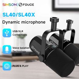 FDUCE SL40XSL40 USBXLR dynamische microfoon met ingebouwde headsetuitgang Geluidsisolatie voor podcasts Games Live-uitzending 231228