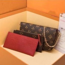 Luxurys Designer-Tasche 3-teiliges Set Damentaschen Handtasche Umhängetasche Echtes Leder Geldbörse Mode Schulter Dame die Einkaufstasche Brieftasche