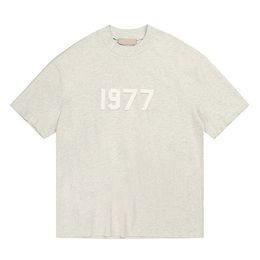 Fear Ess DesignerChest Lettre laminée imprimement brouillard lâche surdimension T-shirt Coton Tops pour hommes et femmes EssentialShirt D6