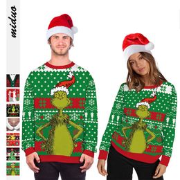 miedo dios sudadera con capucha Suéteres para hombres Hombres Mujeres Divertido Jesús Feo Navidad Suéter Otoño Jerséis Cuello redondo Fiesta de vacaciones Festival en casa Jerséis de Navidad Tops Sudadera