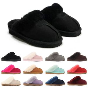 Hommes Femmes Hiver Pantoufles Diapositives Sandales Designer Fourrure Sliders Slip-On Tongs Mode Châtaigne Noir Gris Garder Au Chaud Fond Épais Hommes Pantoufle Diapositive Sandale Éraflures