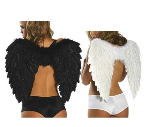 Feather Angel Wing Stage Perform Black White Pographie Accessoires Halloween Adult Ball Prop Supplies Mariage Party Déco8695168
