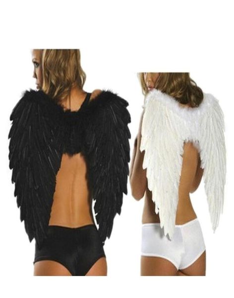 Feather Angel Wing Stage Perform Black White Pographie Accessoires Halloween Adult Ball Prop Supplies de mariage Party Deco1568883