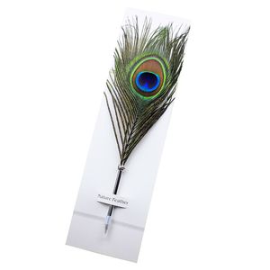 Plume Stylo À Bille Couleur Stylo À Encre Papeterie Paon Plumes Forme Stylos Pour L'individualité Étudiant Cadeau D'anniversaire De Noël 11 pouces