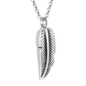 Bijoux de crémation en plumes pour cendres en acier inoxydable souvenir pendentif support cendres pour animal de compagnie humain mémorial urne funéraire collier pour hommes femmes