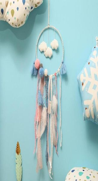 Feather Handmade Dream Catcher de style indien Artisanat Mur tissé Décoration suspendue Blanc Dreamcatcher Mariage suspendu décorations GA7446497