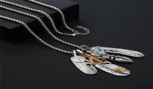 Collier en plumes Pendard en acier inoxydable Accessoires de bijoux hip hop Chaînes de décoration de fête de longue chaîne66419824736698