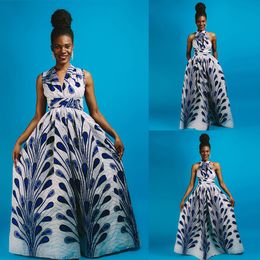 Correas con estampado de plumas usan vestido africano falda larga dividida sexy para mujer étnica 2715