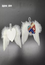 Ornement de sublimation des ailes de plumes mdf pendentif en bois Noël sublimé des blancs anges angets double côtés ornements7080520