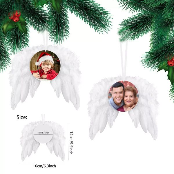 Adorno de sublimación de alas de plumas, sublimación de Navidad de madera en blanco, alas de ángel al por mayor MM10.31
