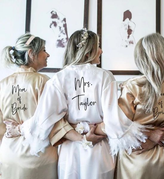 Túnicas emplumadas túnicas de novia emplumadas túnicas de novia túnicas de dama de honor túnicas nupciales de novia personalizada de la novia del vestido satinado 2022