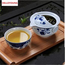 Service à thé en vedette Comprend 1 pot 1 tasse élégant gaiwan Belle et facile théière bouilloire Théière en porcelaine bleue et blanche