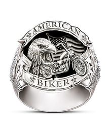 Févrierfrost Brand Mottes sculptées American Biker Men Ring Motorcycle Dom Eagle Animal Jewelry Hip Hop Rock Gift For Boyfriend P1787060