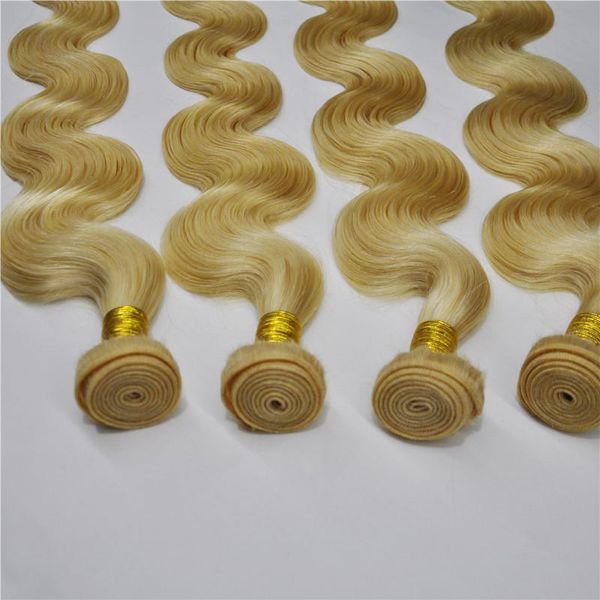 Ruijia Hair 100 g/unid 3 unids/lote extensiones de cabello humano virgen sin procesar tejido de pelo rubio ondulado ruso