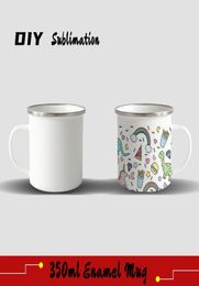 FedEx DIY Sublimation 12oz Tasse d'émail avec bord argenté 350 ml en acier inoxydable en tasse émaillé