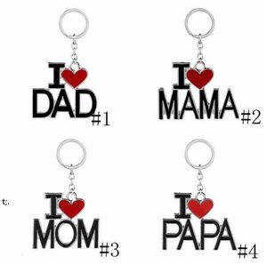 FedEx English Brief Sleutelhanger I Love Papa Mama Mom Papa Metalen Party Favor Sleutelhanger Family Sleutelhangers voor Vader Moederdag Gift RRA1296