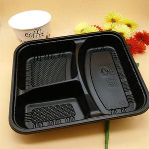 FedEx Verzenden Wegwerp BPA gratis voedselcontainers met deksels/Bento Box/Lunch Tray met deksel 3 Compartiment Safe Lunch Box BPA gratis