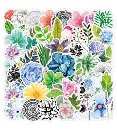 FedEx Verzending Groothandel 4 Stijl 50 stks / pak Kleurrijke Planten Bloemen Stickers VSCO Stickers Auto Bagage Helm Laptop Skateboard Bottle Decal