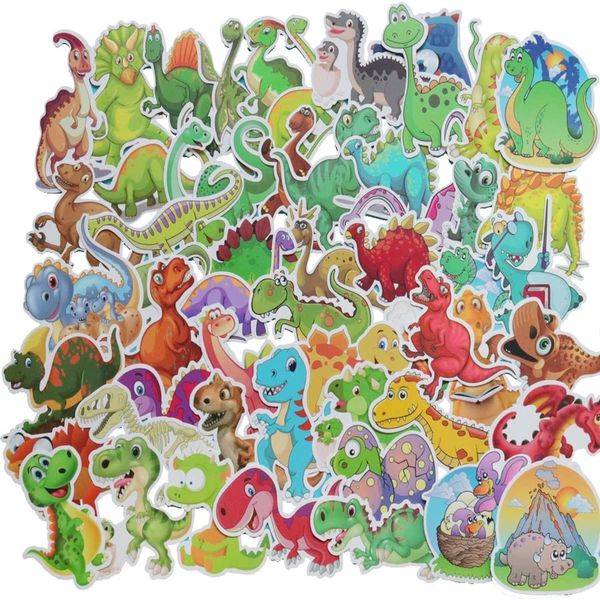 Fedex expédition en gros 50 pcs/pack mignon dinosaure autocollants voiture bagages casque ordinateur portable planche à roulettes guitare casque décalcomanie enfants cadeaux