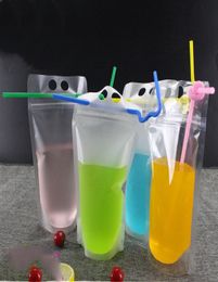 FedExdhl Drink Sacches Sacs Sac de boisson en plastique givrée à fermeture éclair givrée avec paille avec porte-chaleur reclosable 17oz5084497