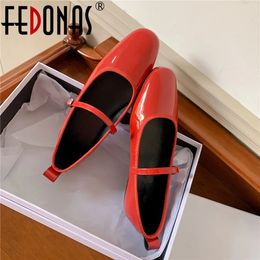 FEDONAS Brand Woman D1397 Mary Jane Genuine Leather Heels Buckles Comfort Casual Female Spring Summer Shoes Flats 240410