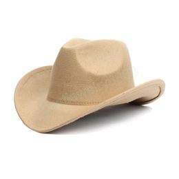 Fedora Cowboy chapeaux pour femmes à large bord feutre homme casquettes mode Vintage formel mariage filles feutre casquette Sombrero Panama chapeau