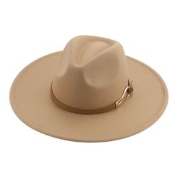 Fedora hoedhoeden voor vrouwen vilten hoeden voor mannen solide brede rand 9,5 cm riem casual formele Panamas dameshoed