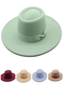 Fedora Chapeau Femmes Hommes large Brim Cap Femme Homme Flat Top Chapeaux Filles Dames Mode bowknot casquettes hommes Trilby Chapeau Printemps Automne Wi6074350