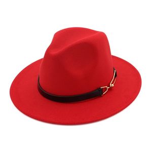 Chapeaux Fedora pour hommes femmes hommes chapeau de feutre de laine avec boucle de ceinture large bord Jazz chapeau automne hiver panama Cap Trilby Chapeau