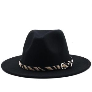 Fedora Hoeden Mannen Brede Rand Winter Vrouwen Band Riem Formeel Gevilt Wit Groen Vintage Casual2551