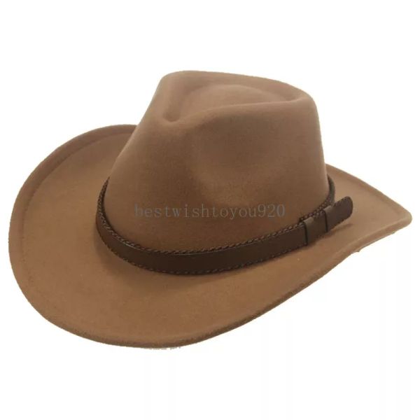 Sombreros Fedora Mujeres Big Brim Panama Western Cowboy Band Camel Camel Hip Hop Dancer Street Fedoras Sombreros para hombres Sombreros de Mujer