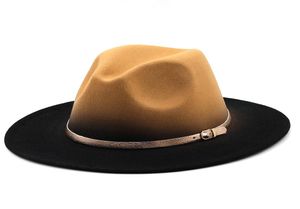 Fedoras bulk voelde Fedora Hat voor vrouwelijke mannen dames top jazz cap vrouw man caps vrouwelijke mannelijke bowler hoeden herfst winter nieuwe hele 7458681