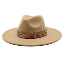 Chapéu Fedoras Outono Inverno Masculino Feminino Boné Feltro Jazz 9.5CM Aba Largura Chapéu Panamá Igreja Sombreros De Mujer