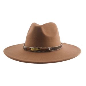 Fedoras hoeden grote rand 9,5 cm vaste band riem luxe vrouwen hoeden rood zwart witte bruiloft kerkhoeden voor vrouwen sombreros de mujer