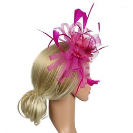 Fedoras – chapeau de fête de mariage, en maille de plumes, bandeau fascinateur de mariée, cadeau avec nœud papillon, pour femmes, Banquet1229c