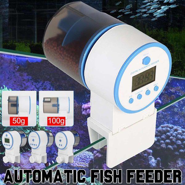 Alimentador automático ajustable para acuario, temporizador, comederos automáticos para peces, alimentador de alimentos para estanque, alimentación con tanque de acuario LCD, alimentador automático de peces