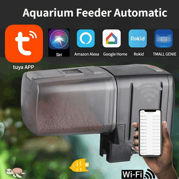 Alimentador automático para acuario, pecera, comida, TimingWifi, aplicación móvil inteligente inalámbrica, Control remoto por voz, dispensador 230627