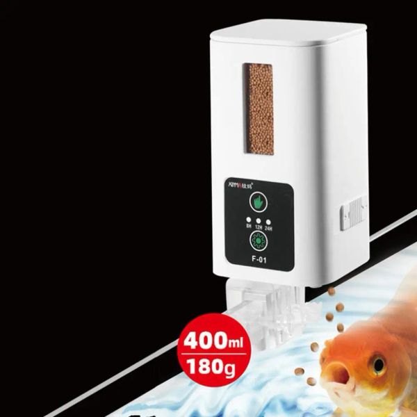 Alimentador Nuevo sincronización inteligente Alimentador automático con caja seca Altura ajustable Rotable Gran capacidad Dispensador de alimentos para acuarios de pescado