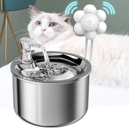 Mangeoires 2L Smart chat fontaine d'eau filtre automatique distributeur d'eau mangeoire capteur de mouvement fontaine à boire pour animaux de compagnie 304 acier inoxydable