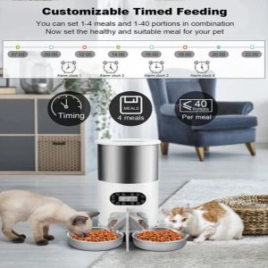 Comederos 3L 4.5L Doble comida Perro Alimentador automático Gatos Alimentación inteligente Tuya WIFI Dispensador de alimentos Tazón Grabación automática Timming Alimentador para mascotas