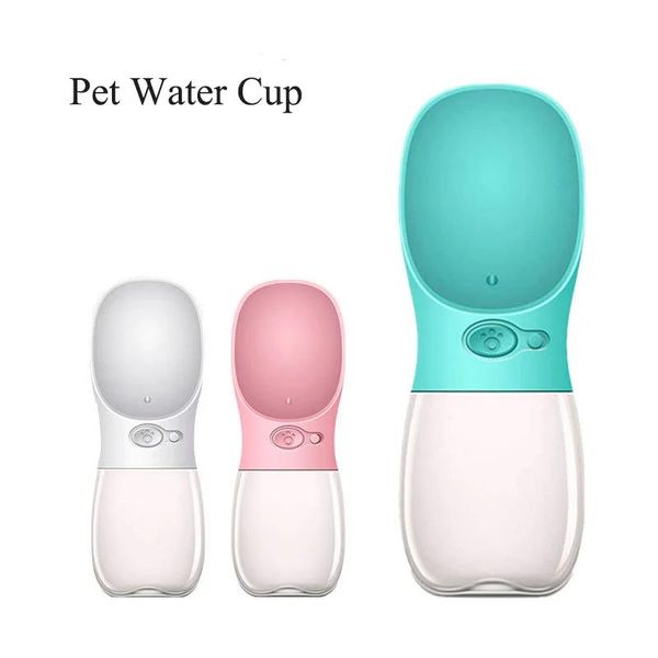 Alimentadores ABS 350ML/550ML taza de acompañamiento para mascotas perro al aire libre una llave taza de agua abierta portátil viaje gato botella de agua fuente para beber para perros