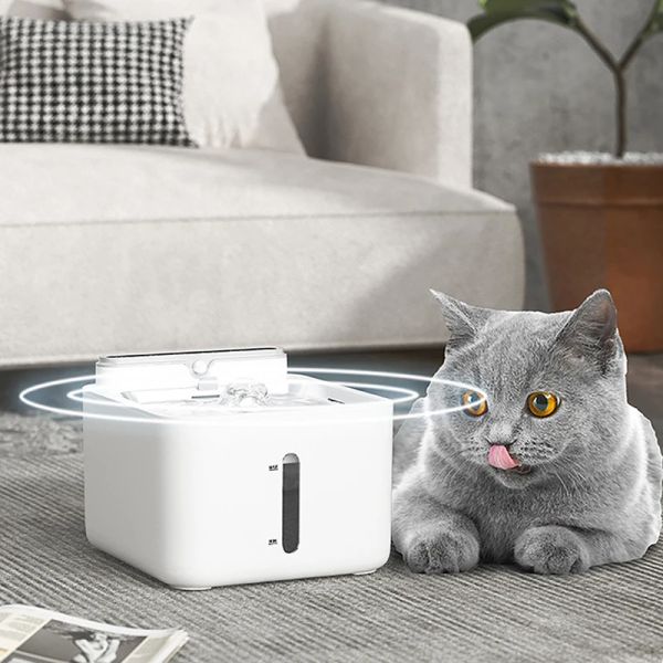 Comederos Fuente de agua automática para gatos, tazón de bebida para perros con sentido inalámbrico, dispensador recargable portátil, fuente para beber para gatos, alimentador