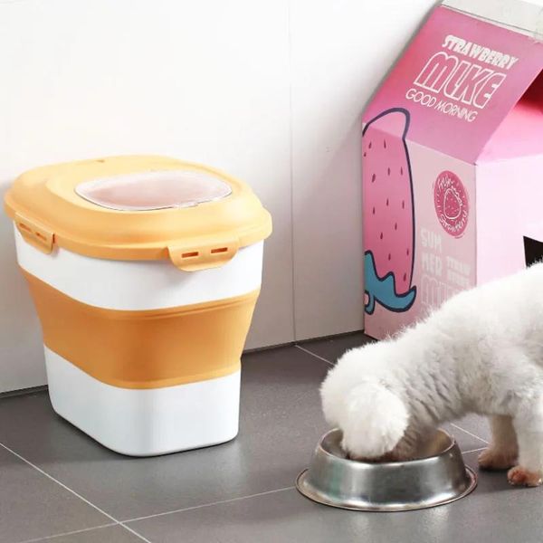 Comederos para perros y gatos, suministros para mascotas, contenedor de almacenamiento de alimentos para perros, caja de comida seca para gatos, bolsa con sello a prueba de humedad, taza medidora, suministros para gatitos