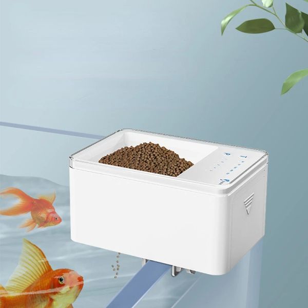 Alimentadores LED Acuario Digital Pecera 500ml Inteligente Digital Automático Peces Alimentador con Temporizador Alimentación de Mascotas Dispensador de Alimentos para Peces Alimentos